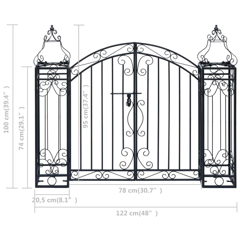 Ornamental Garden Gate Wrought Iron 122x20.5x100 cm