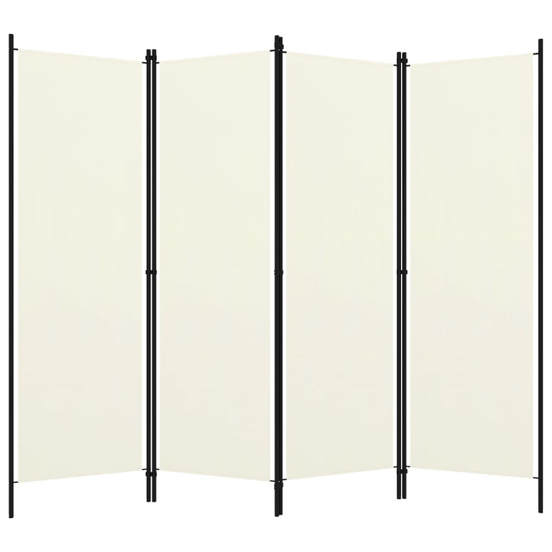 4-Panel Room Divider Cream White 200x180 cm