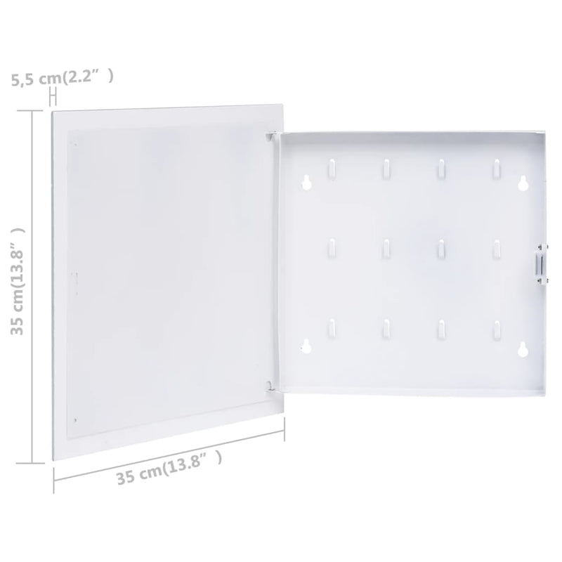 Key Box with Magnetic Board White 35x35x5.5 cm