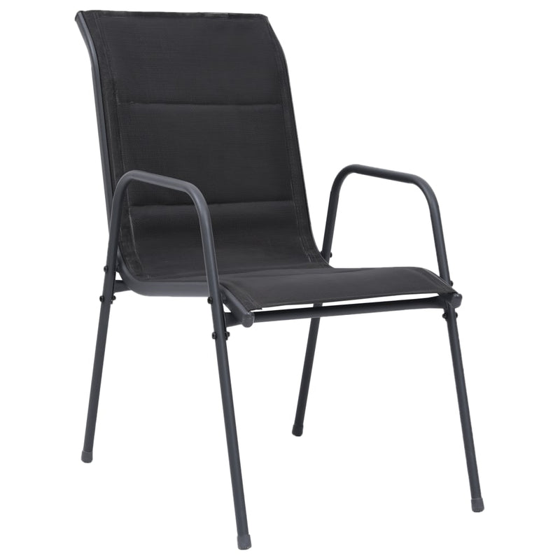 Stackable Garden Chairs 4 pcs Steel and Textilene Black