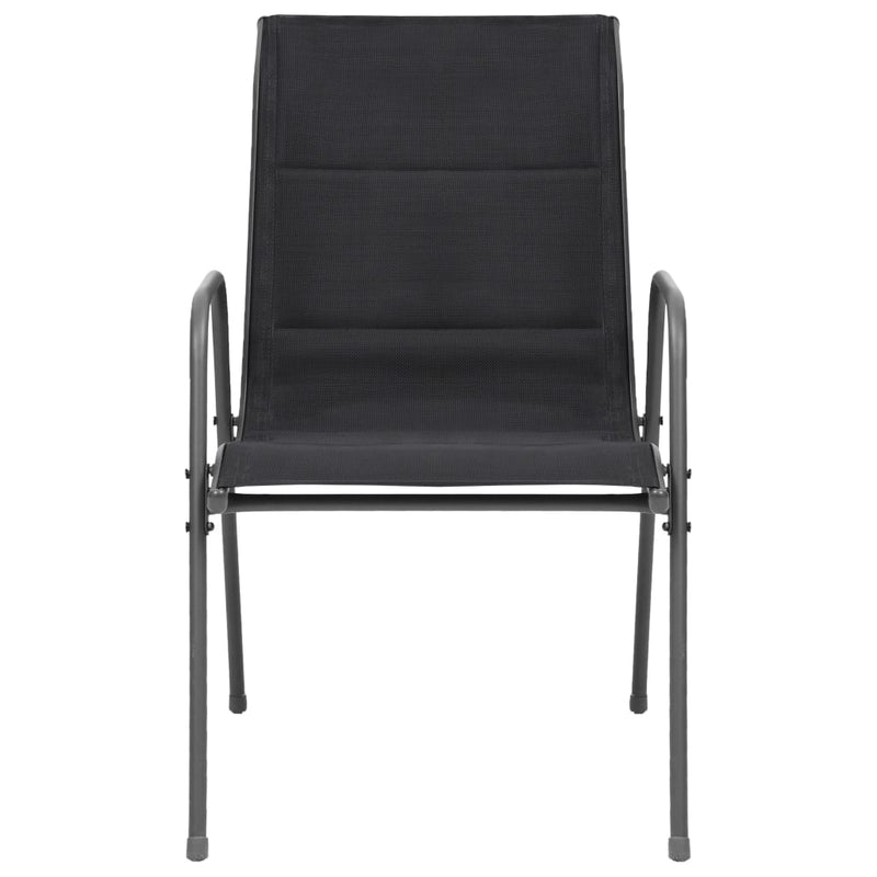 Stackable Garden Chairs 4 pcs Steel and Textilene Black