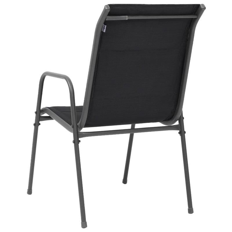 Stackable Garden Chairs 4 pcs Steel and Textilene Black