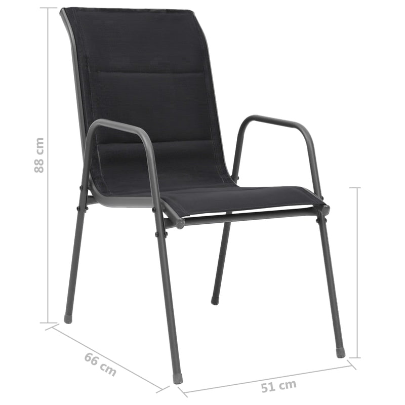 Stackable Garden Chairs 4 pcs Steel and Textilene Black