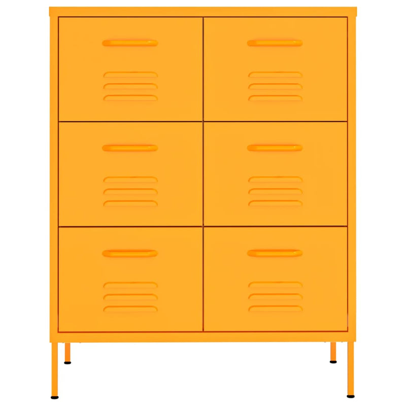Drawer Cabinet Mustard Yellow 80x35x101.5 cm Steel