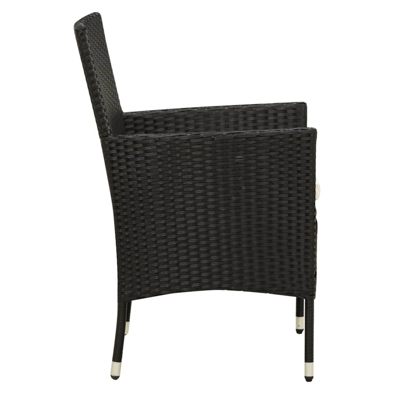 Garden Chairs with Cushions 4 pcs Poly Rattan Black