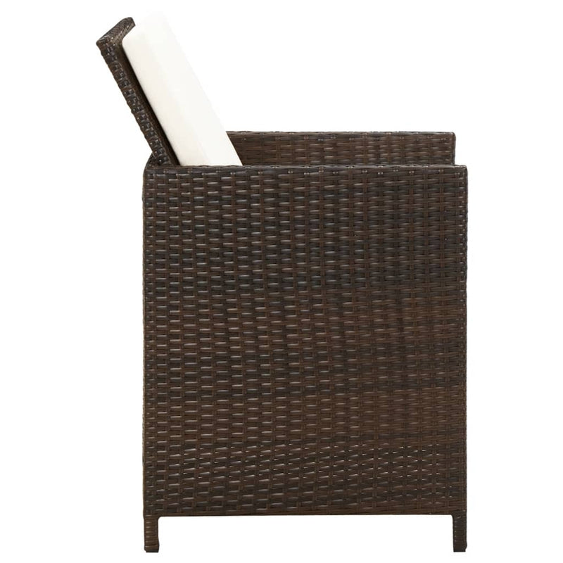 Garden Chairs with Cuhsions 4 pcs Poly Rattan Brown