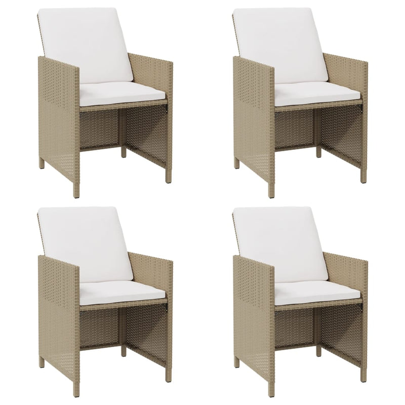 Garden Chairs with Cushions 4 pcs Poly Rattan Beige
