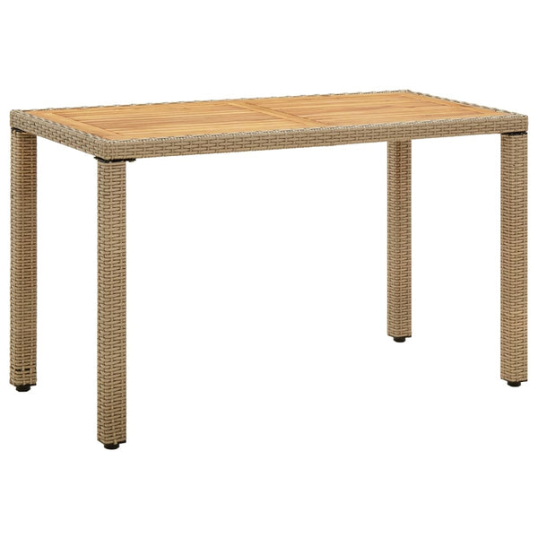 Garden Table Beige 123x60x74 cm Poly Rattan&Solid Wood Acacia