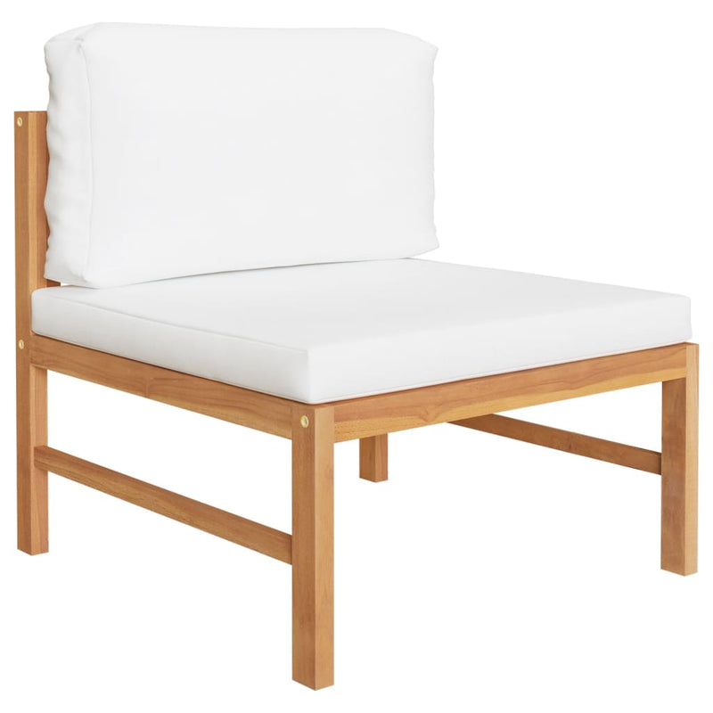12 Piece Garden Lounge Set with Cream Cushions Solid Teak Wood