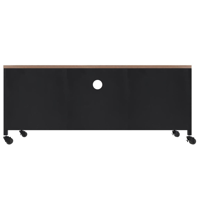 TV Cabinet Black 110x30x43 cm Iron and Solid Wood Fir