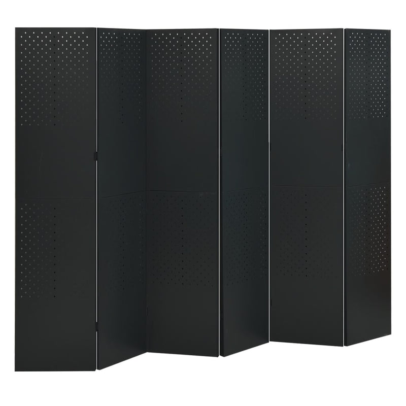 6-Panel Room Dividers 2 pcs Black 240x180 cm Steel