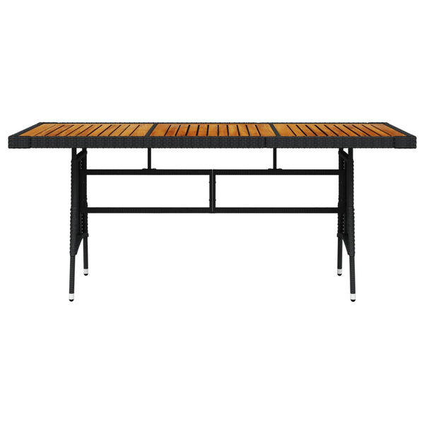 Garden Table Black 160x70x72 cm Poly Rattan & Solid Acacia Wood