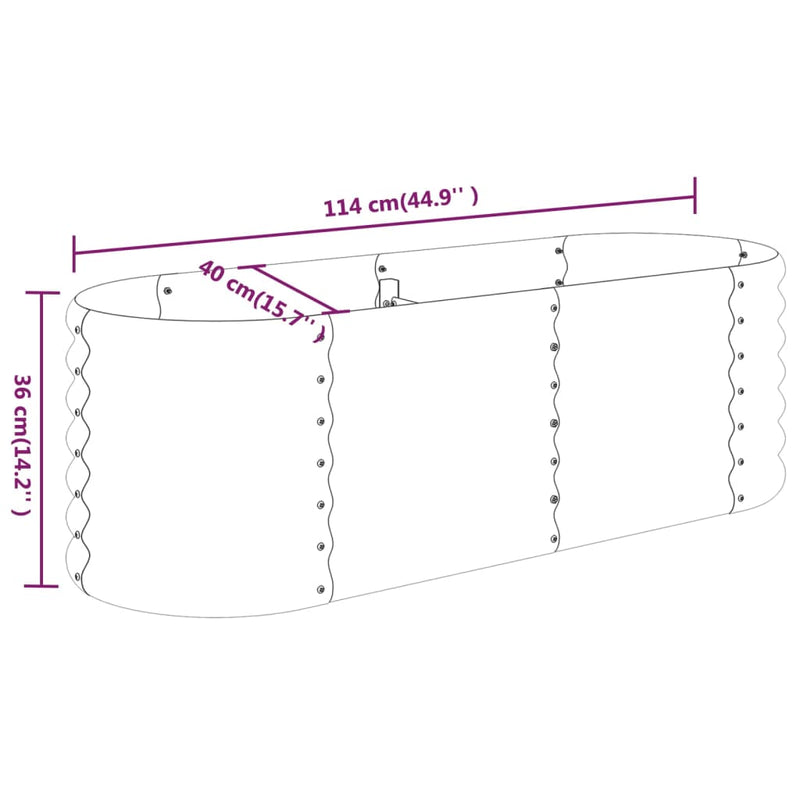 Garden Planter Powder-coated Steel 114x40x36 cm Anthracite