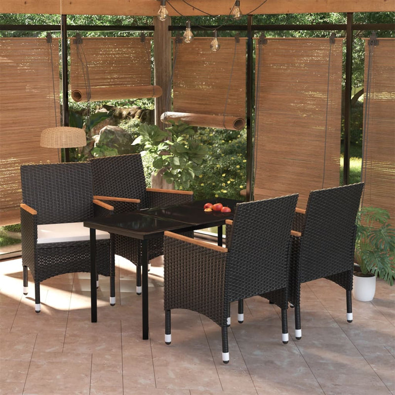 5 Piece Outdoor Dining Set with Cushions Black