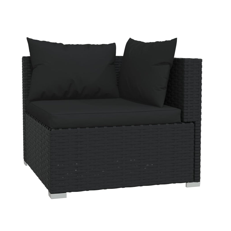 6 Piece Garden Lounge Set with Cushions Poly Rattan Black