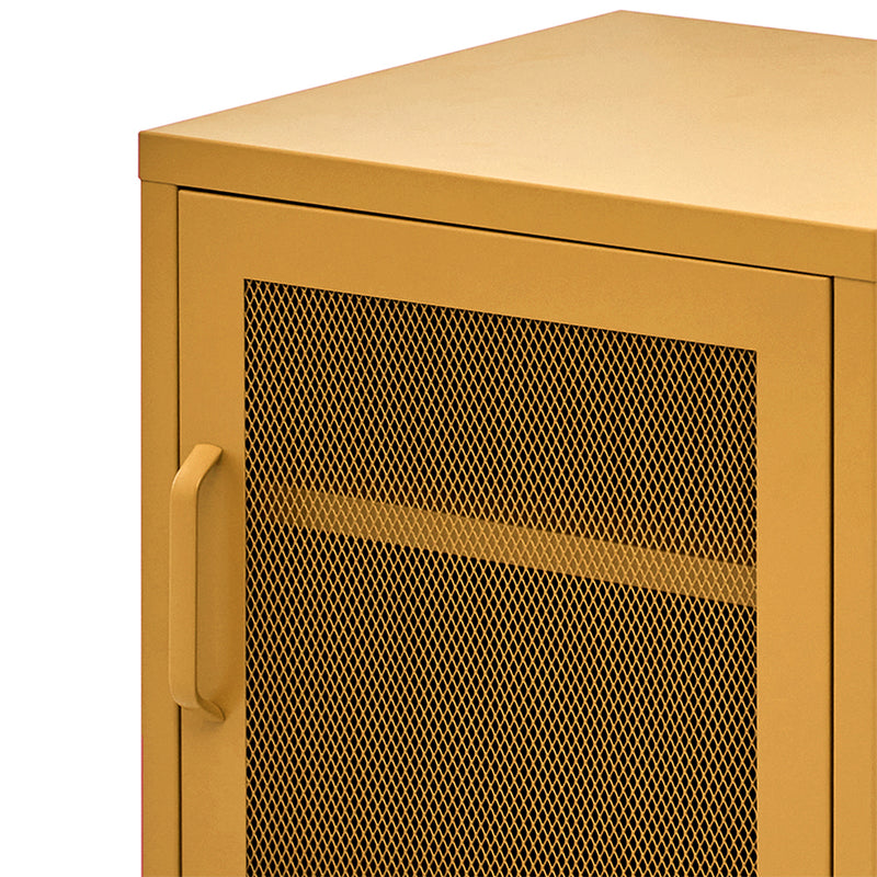 Mini Mesh Door Storage Cabinet Organizer Bedside Table Yellow