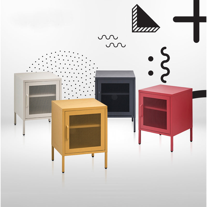 Mini Mesh Door Storage Cabinet Organizer Bedside Table Yellow