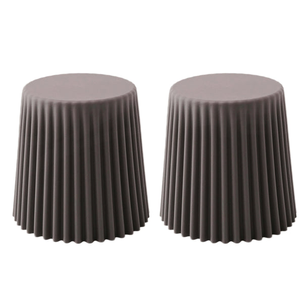 Set of 2 Cupcake Stool Plastic Stacking Bar Stools Dining Chairs Kitchen Grey