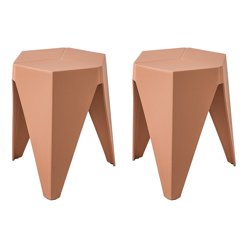 Set of 2 Puzzle Stool Plastic Stacking Bar Stools Dining Chairs Kitchen Pink