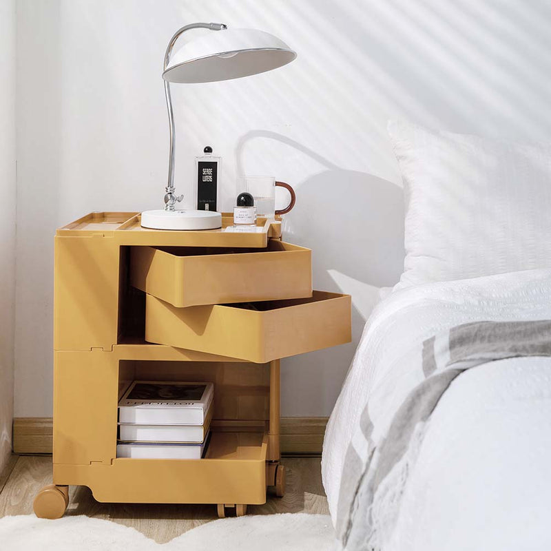 Bedside Table Side Tables Nightstand Organizer Replica Boby Trolley 3Tier Yellow