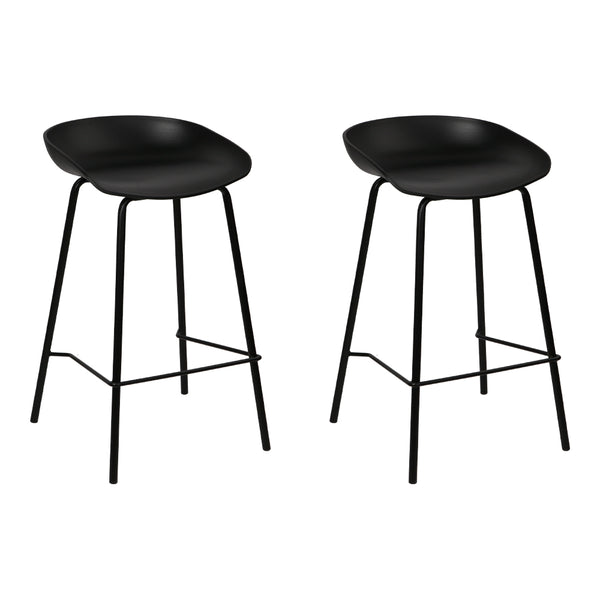 Set of 2 Metal Bar Stools - Black