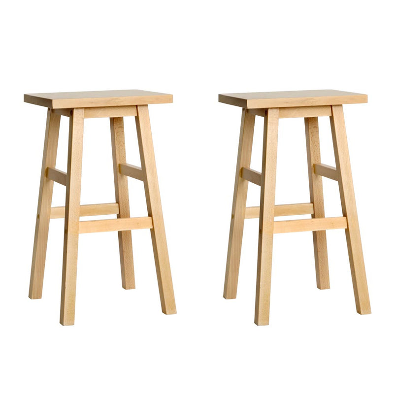 Set of 2 Beech Wood Bar Stools - Natural