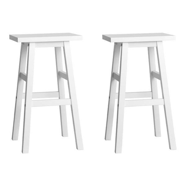 Set of 2 Beech Wood Bar Stools - White