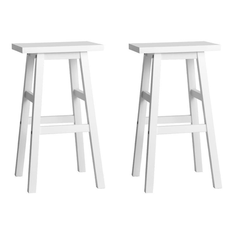 Set of 2 Beech Wood Bar Stools - White