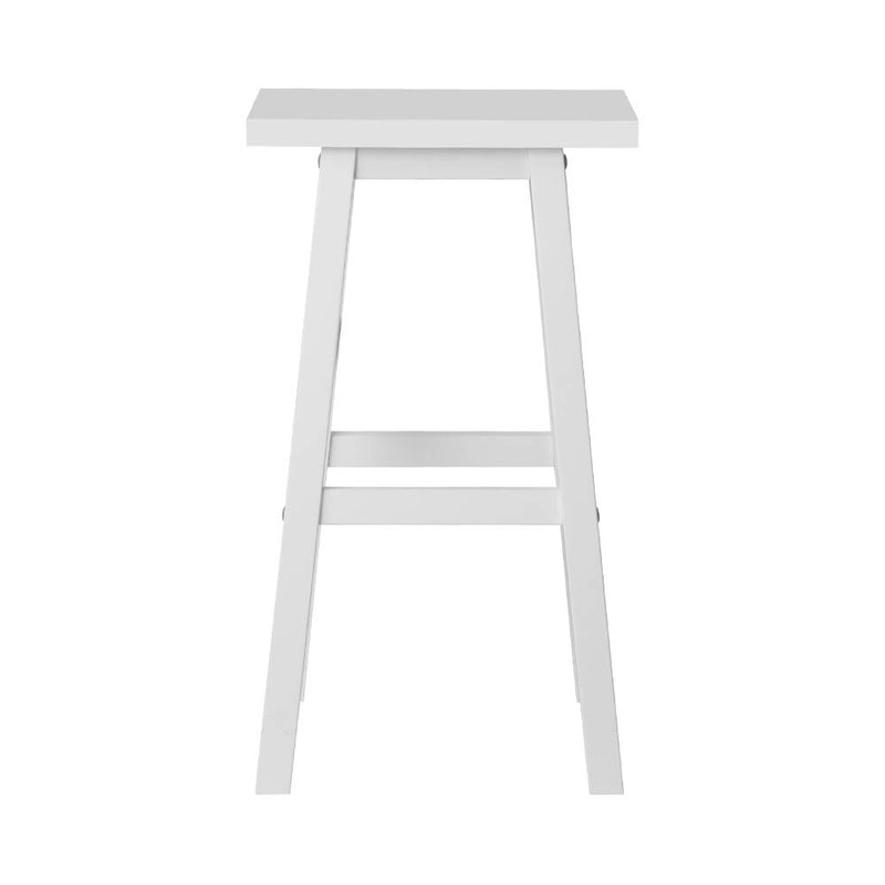 Set of 2 Beech Wood Bar Stools - White