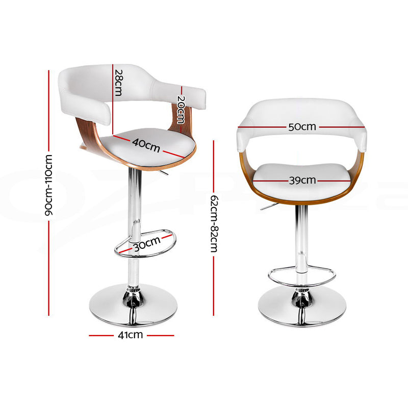 Wooden PU Leather Bar Stool - White and Chrome