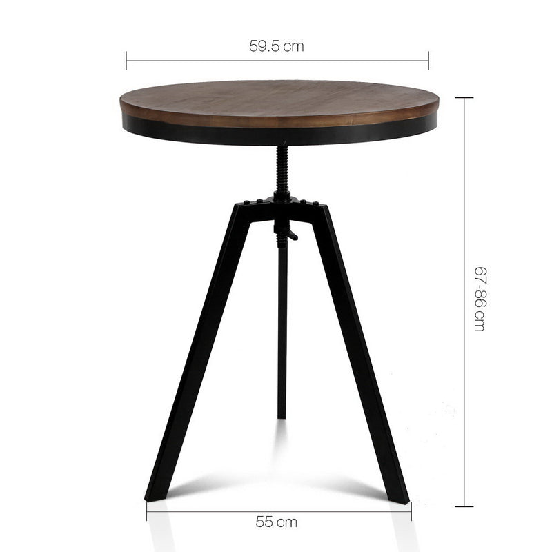 Elm Wood Round Dining Table - Dark Brown