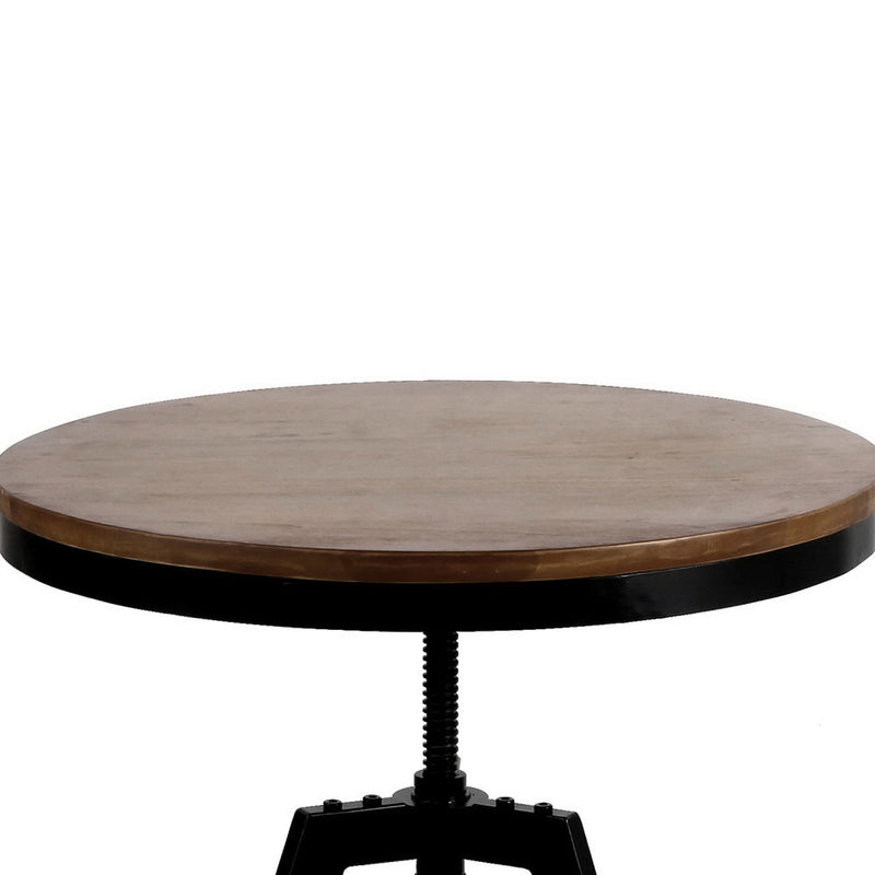 Elm Wood Round Dining Table - Dark Brown