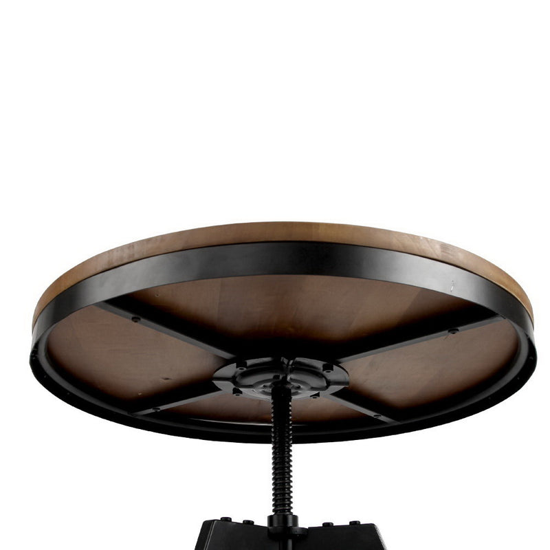 Elm Wood Round Dining Table - Dark Brown