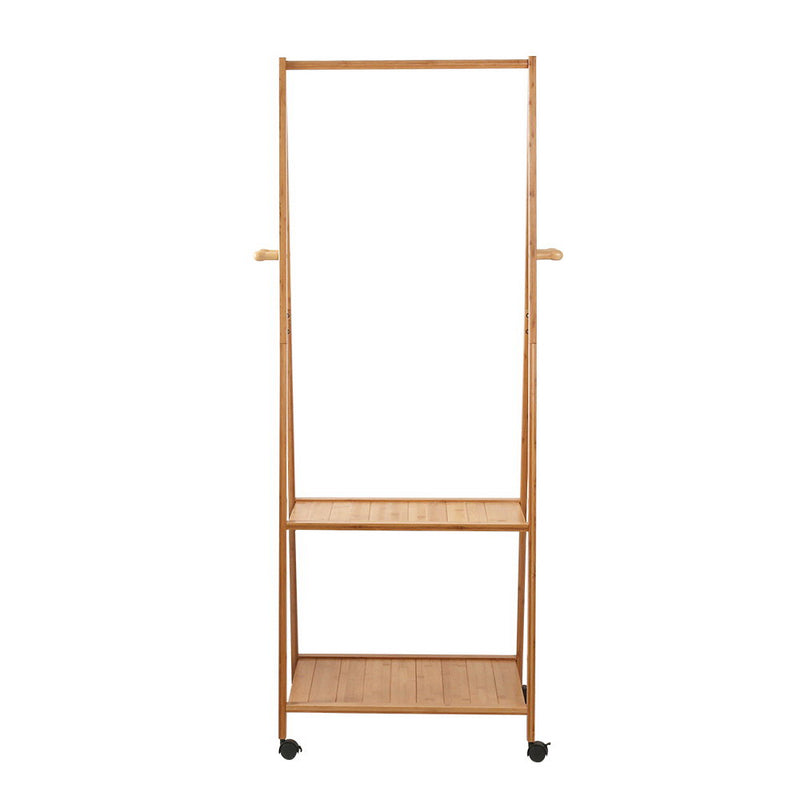 Bamboo Hanger Stand Wooden Clothes Rack Display Shelf