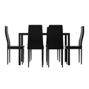 Dining Chairs and Table Dining Set 6 Chair Set Of 7 Wooden Top Black