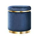 Foot Stool Round Velvet Ottoman Foot Rest Pouf Padded Seat Footstool Navy