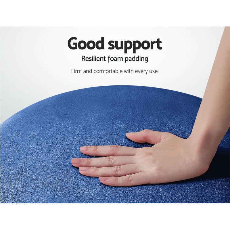 Foot Stool Round Velvet Ottoman Foot Rest Pouf Padded Seat Footstool Navy