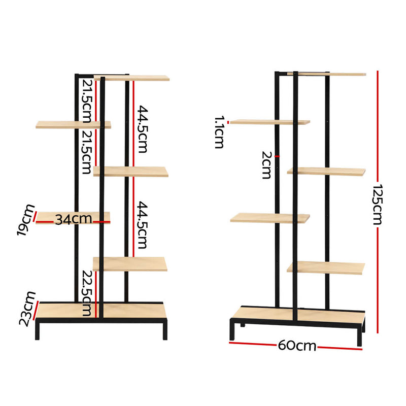 6-tier Indoor Outdoor Metal Wood Plant Stand Garden Shelf Garden Display