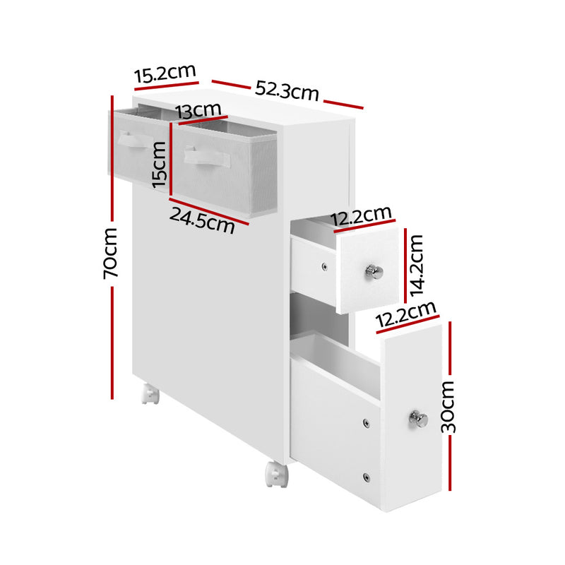 Bathroom Cabinet Toilet Storage Caddy Holder w/ Wheels