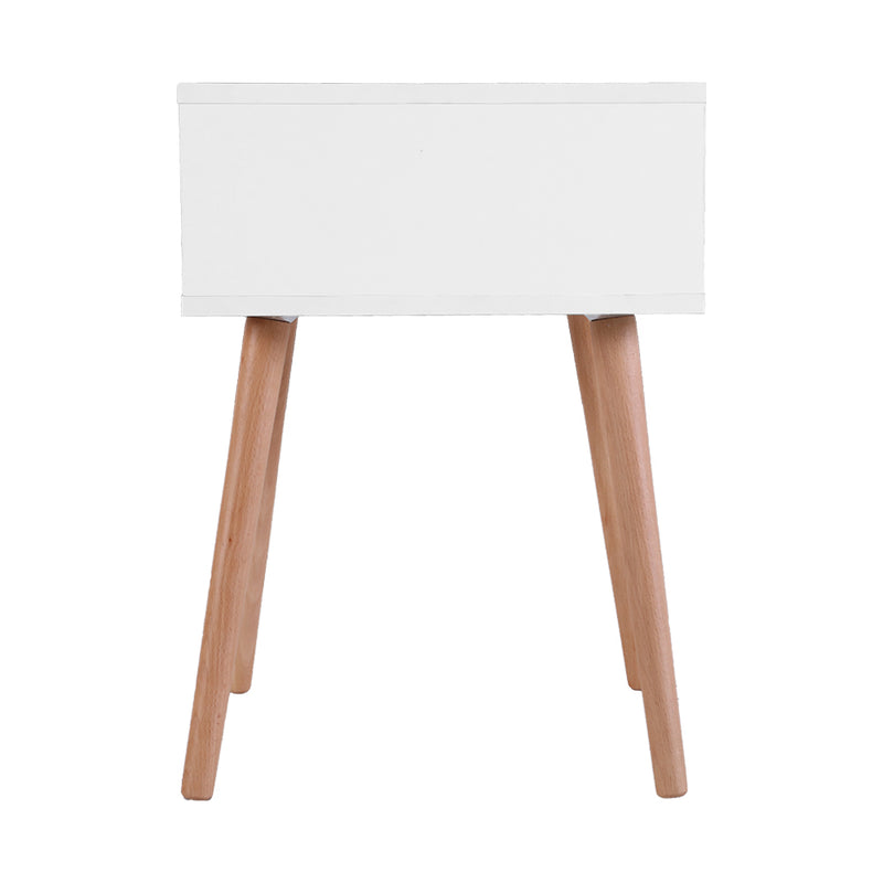 Bedside Tables Drawers Side Table Storage Cabinet Nightstand Solid Wood Legs Bedroom White