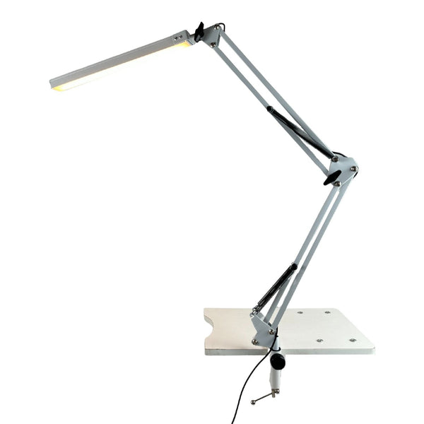LED Adjustable Swing Arm Desk Reading Lamp with Clamp USB Powered White