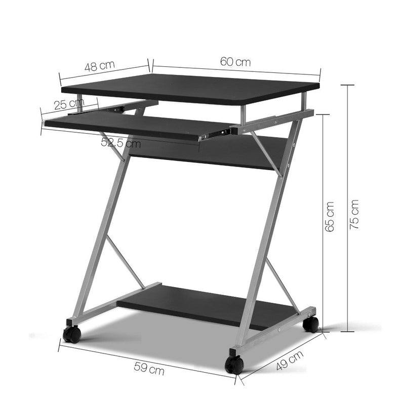 Metal Pull Out Table Desk - Black