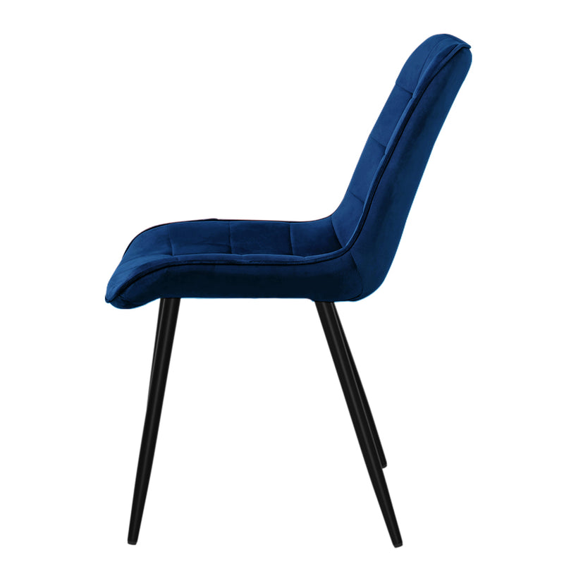 Set of 2 Toula Dining Chairs Kitchen Chairs Velvet Upholstered Blue