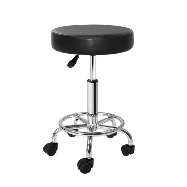 Round Salon Stool Black PU Swivel Barber Hair Dress Chair Hydraulic Lift