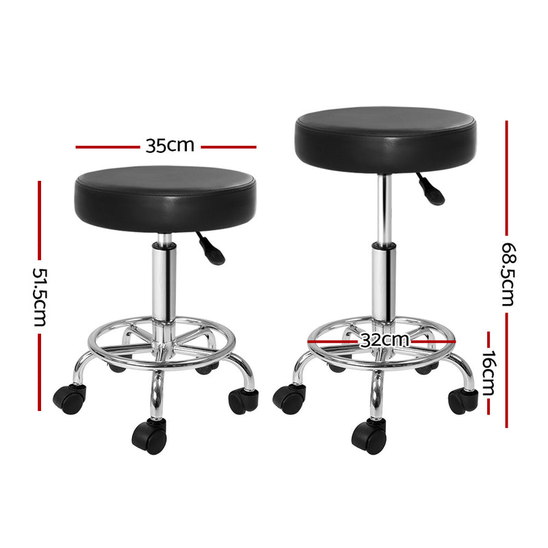 Round Salon Stool Black PU Swivel Barber Hair Dress Chair Hydraulic Lift