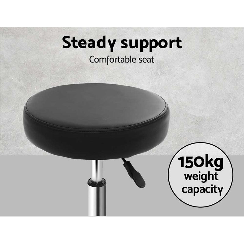 Round Salon Stool Black PU Swivel Barber Hair Dress Chair Hydraulic Lift