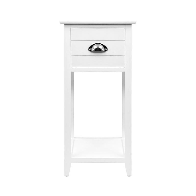 Bedside Table Nightstand Drawer Storage Cabinet Lamp Side Shelf White