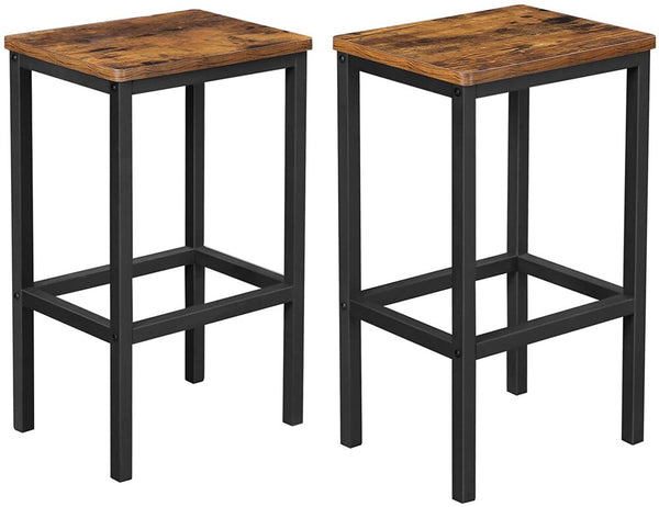 VASAGLE ALINRU Bar Stools Set of 2 Bar Chairs Rustic Brown LBC65X