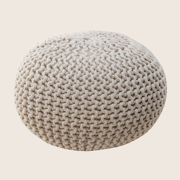 Braided Ottoman Pouffe Footstool Hand Knitted (Natural)