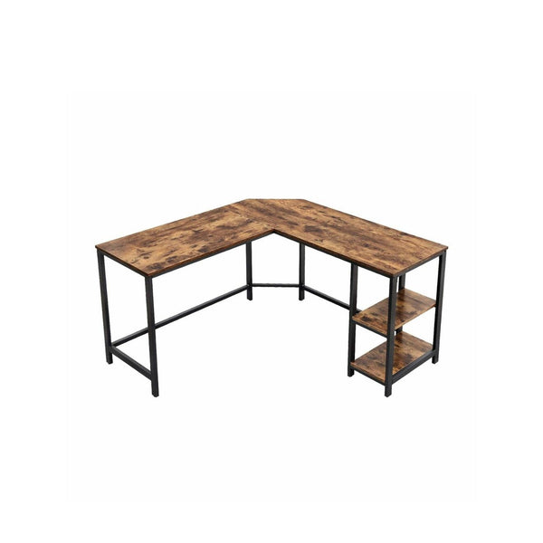 L-Shaped Computer Desk Rustic Brown and Black